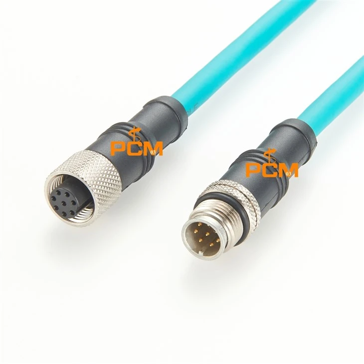 M12 A-code 8-Pin Industrial Extension Cable
