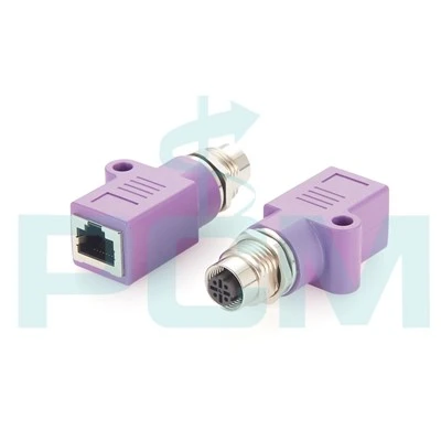 Ethernet M12 D kod na RJ45 ženski ravni konektor