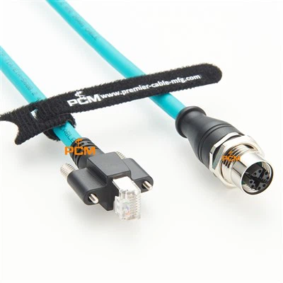 M12 X-kod na RJ45 Panel Mount Ethernet kabel